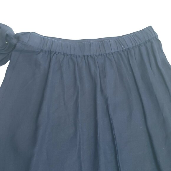 J.Crew Factory Petite Linen-Blend Faux-Wrap Skirt Women's PS Navy Linen Classic - Picture 14 of 16